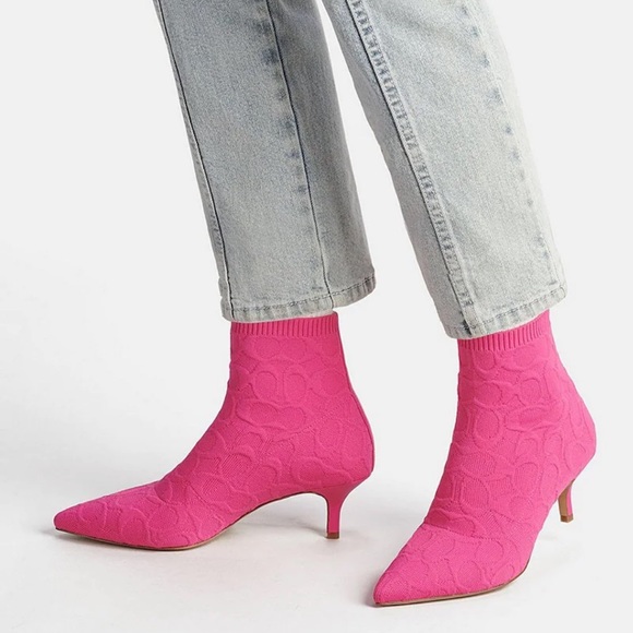 Coach Shoes - Coach Jade Signature Logo Stretch Sock Booties